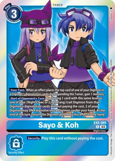 Sayo and Koh EX5-065 R Animal Colosseum Digimon card