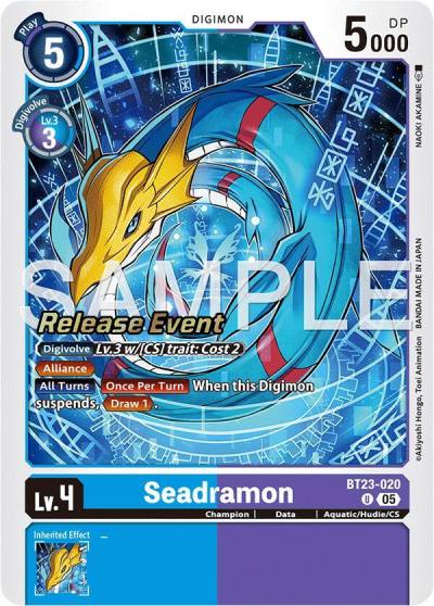 Seadramon BT23-020 U Hackers' Slumber Release Event Cards Digimon card
