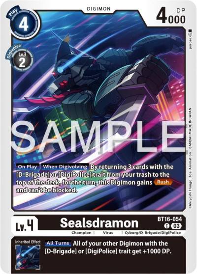 Sealsdramon BT16-054 C Beginning Observer Digimon card
