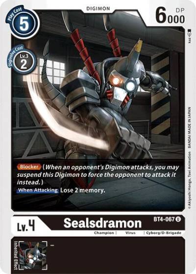 Sealsdramon BT4-067 U Great Legend Digimon card