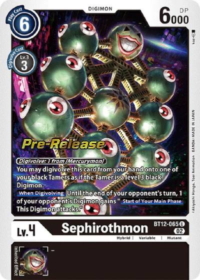 Sephirothmon BT12-065 U Across Time Pre-Release Cards Digimon card