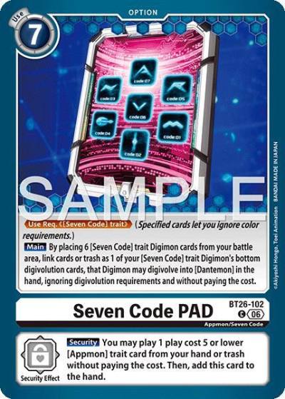 Seven Code PAD BT26-102 C Timeless Bonds Digimon card