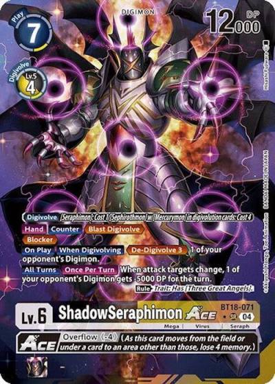 ShadowSeraphimon ACE Alternate Art BT18-071 SR Release Special Booster 2.0 Digimon card