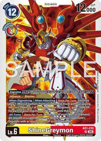 ShineGreymon AD1-016 SR Advanced Booster Digimon Generation Digimon card