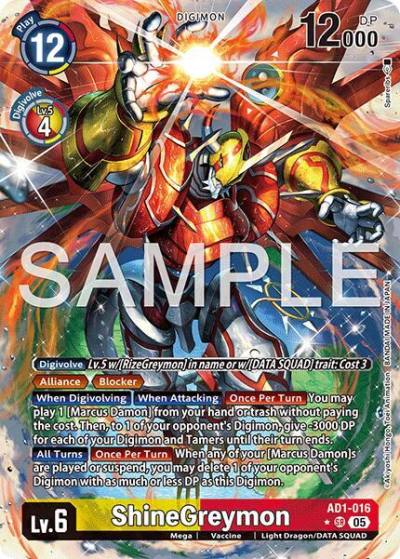 ShineGreymon Alternate Art AD1-016 SR Advanced Booster Digimon Generation Digimon card