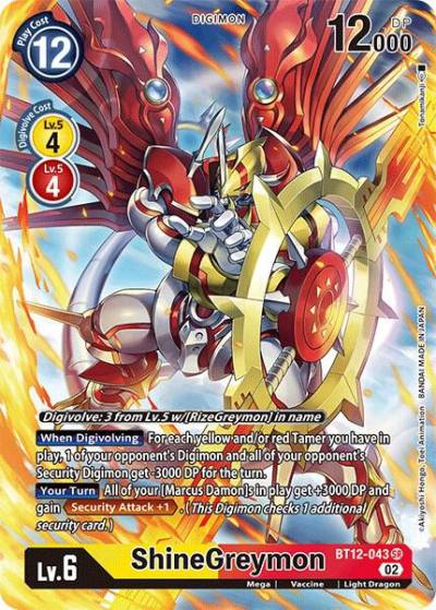 ShineGreymon Alternate Art BT12-043 SR Across Time Digimon card