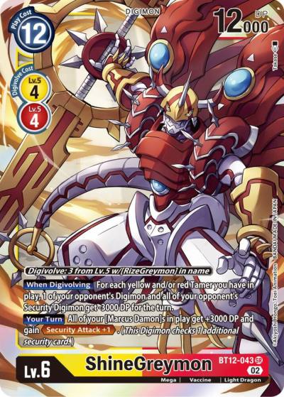 ShineGreymon BT12-043 SR Across Time Digimon card