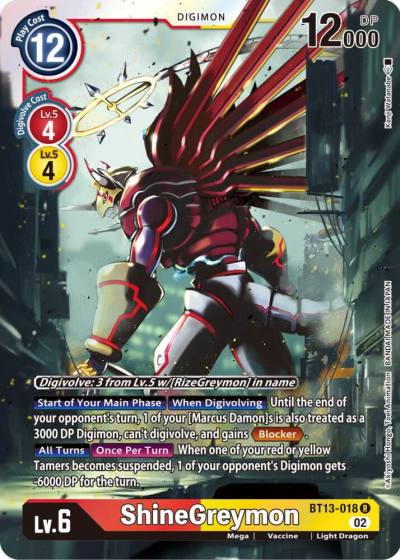 ShineGreymon BT13-018 R Versus Royal Knights Digimon card