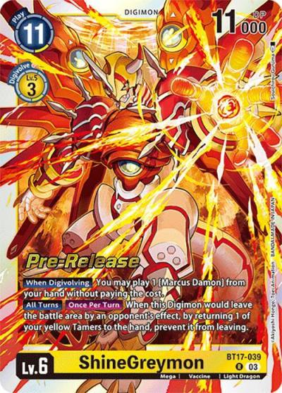 ShineGreymon BT17-039 R Secret Crisis Pre-Release Cards Digimon card