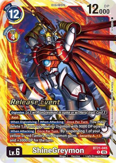 ShineGreymon BT21-045 R World Convergence Release Event Cards Digimon card