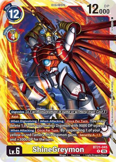 ShineGreymon BT21-045 R World Convergence Digimon card