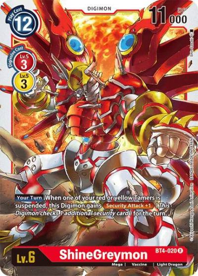 ShineGreymon BT4-020 R Great Legend Digimon card