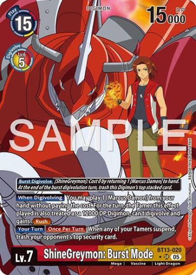 ShineGreymon: Burst Mode Alternate Art BT13-020 SR Advanced Booster Digimon Generation Digimon card