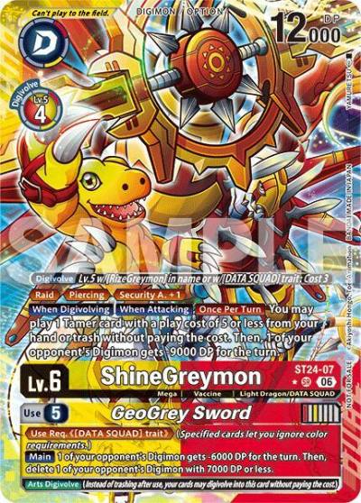 ShineGreymon // GeoGrey Sword Dual Revolution Release Event Winner ST24-07 SR Dual Revolution Release Event Cards Digimon card