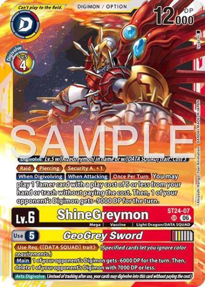 ShineGreymon // GeoGrey Sword ST24-07 SR Starter Deck 24: Data Squad Digimon card