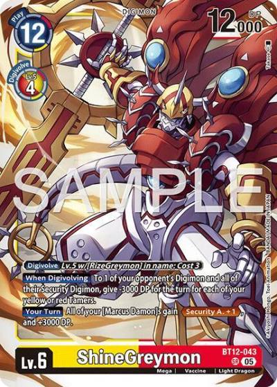 ShineGreymon Reprint BT12-043 SR Advanced Booster Digimon Generation Digimon card