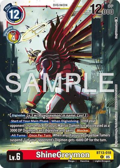 ShineGreymon Reprint BT13-018 R Advanced Booster Digimon Generation Digimon card