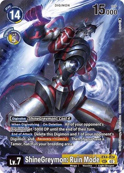 ShineGreymon Ruin Mode Alternate Art EX4-074 SEC Special Limited Set Digimon card
