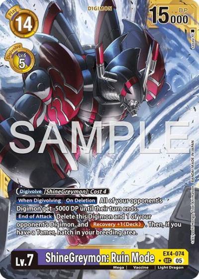 ShineGreymon: Ruin Mode Gold Border EX4-074 SR Advanced Booster Digimon Generation Digimon card