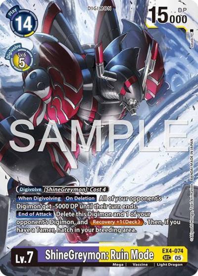 ShineGreymon: Ruin Mode Reprint EX4-074 SR Advanced Booster Digimon Generation Digimon card