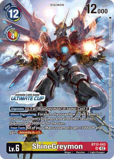 ShineGreymon Ultimate Cup 2024 BT12-043 SR Across Time Digimon card