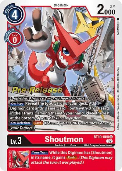 Shoutmon BT10-008 U Xros Encounter Pre-Release Cards Digimon card