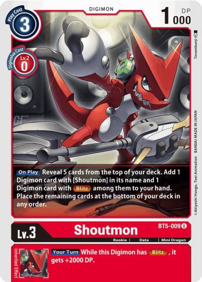 Shoutmon BT5-009 U Battle of Omni Digimon card