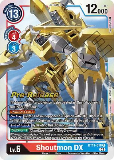 Shoutmon DX BT11-018 R Dimensional Phase Pre-Release Cards Digimon card