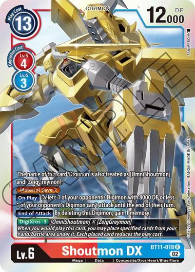 Shoutmon DX BT11-018 R Dimensional Phase Digimon card