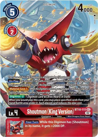 Shoutmon King Version Alternate Art BT10-111 SCR Xros Encounter Digimon card
