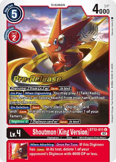 Shoutmon King Version BT12-011 U Across Time Pre-Release Cards Digimon card