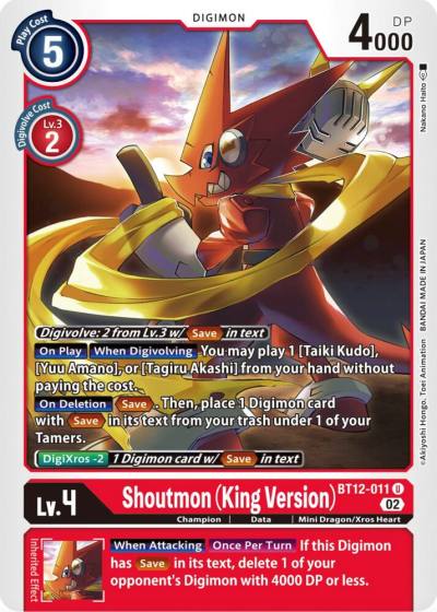 Shoutmon King Version BT12-011 U Across Time Digimon card