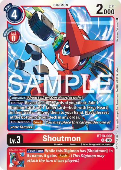 Shoutmon Winner Pack Exceed Apocalypse BT10-008 U Xros Encounter Digimon card