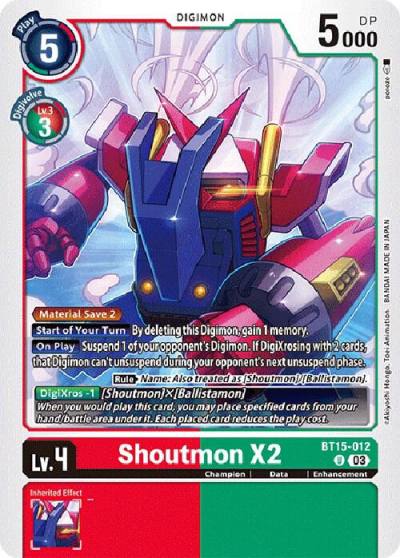 Shoutmon X2 BT15-012 U Exceed Apocalypse Digimon card
