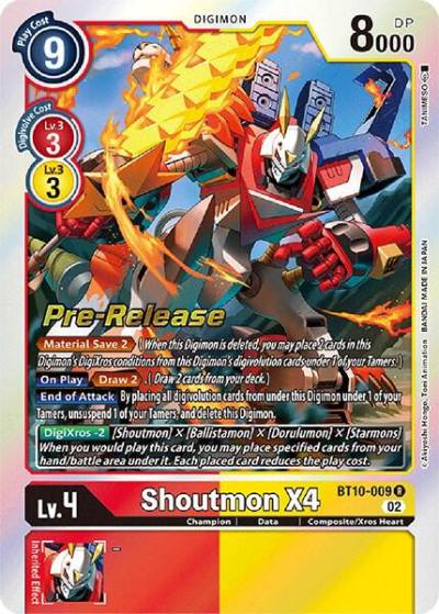 Shoutmon X4 BT10-009 R Xros Encounter Pre-Release Cards Digimon card
