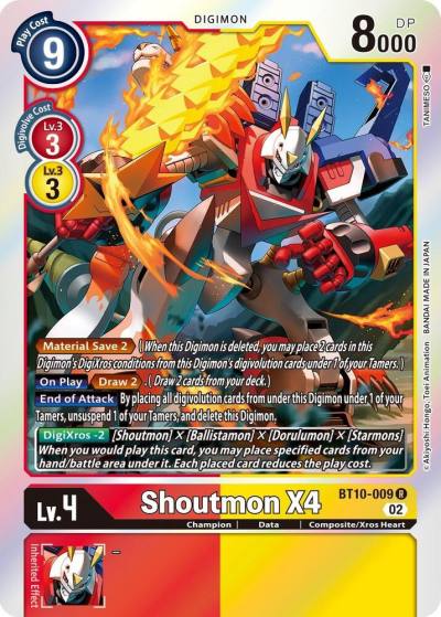 Shoutmon X4 BT10-009 R Xros Encounter Digimon card