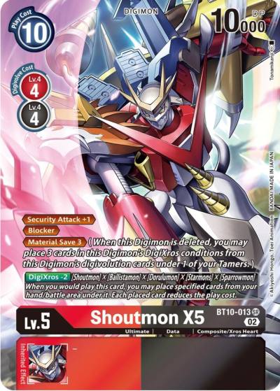 Shoutmon X5 Alternate Art BT10-013 SR Xros Encounter Digimon card
