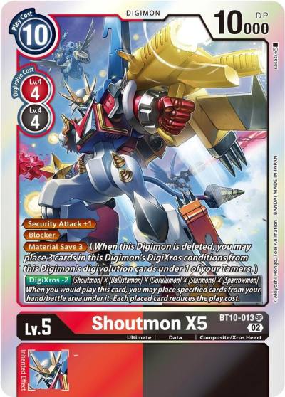 Shoutmon X5 BT10-013 SR Xros Encounter Digimon card