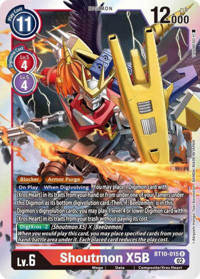Shoutmon X5B BT10-015 R Xros Encounter Digimon card