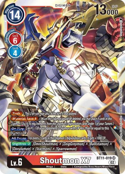 Shoutmon X7 BT11-019 SR Dimensional Phase Digimon card