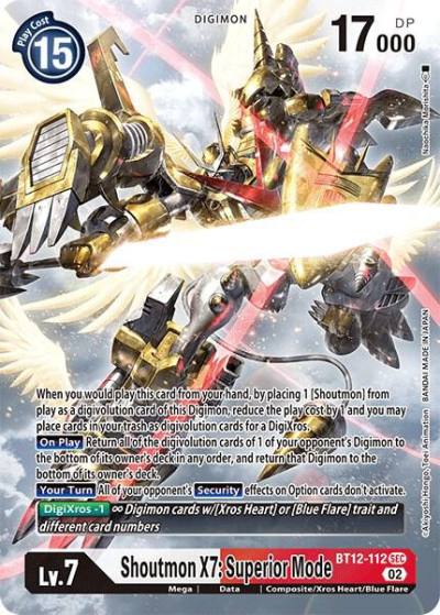 Shoutmon X7 Superior Mode Alternate Art BT12-112 SEC Across Time Digimon card