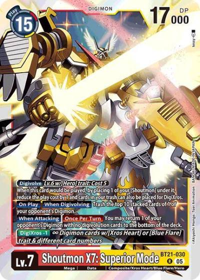 Shoutmon X7 Superior Mode BT21-030 R World Convergence Digimon card
