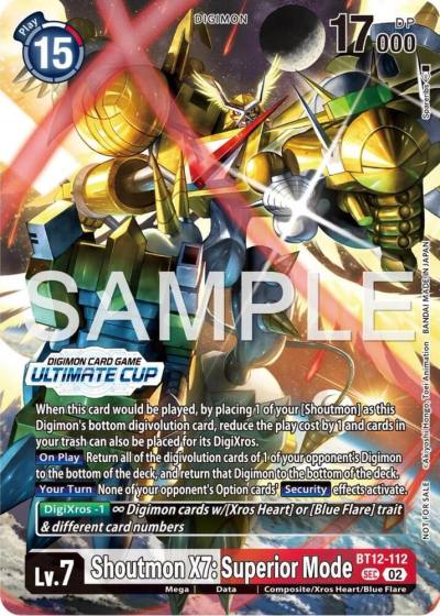 Shoutmon X7 Superior Mode Ultimate Cup 25 26 Season 1 BT12-112 SEC Across Time Digimon card