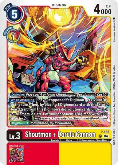 Shoutmon plus Dorulu Cannon Store Tournament 2024 Oct Dec Participation Pack P-152 P Digimon Promotion Cards Digimon card