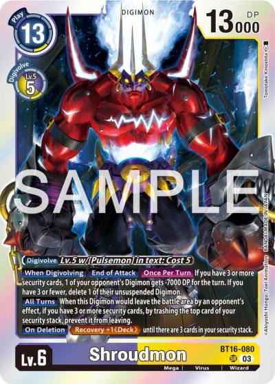 Shroudmon BT16-080 SR Beginning Observer Digimon card