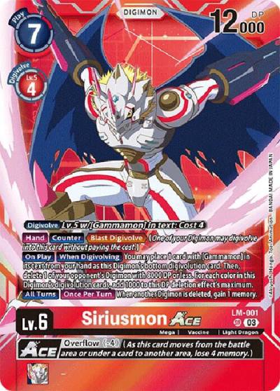 Siriusmon ACE English Exclusive LM-001 SR Exceed Apocalypse Digimon card