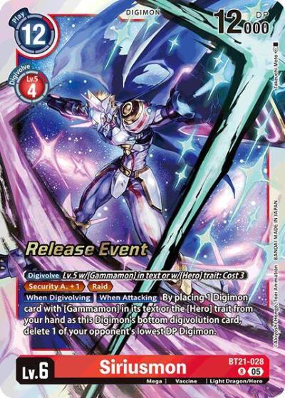 Siriusmon BT21-028 R World Convergence Release Event Cards Digimon card