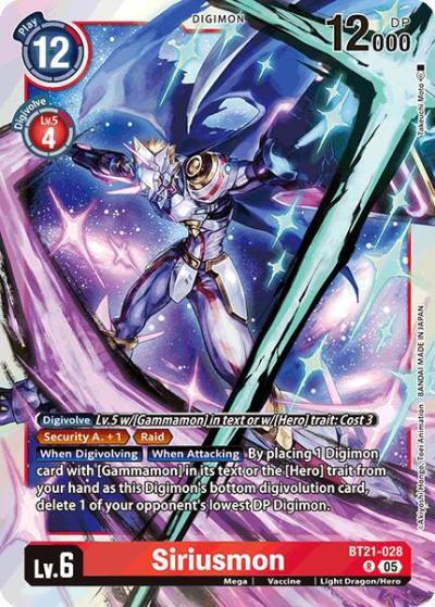 Siriusmon BT21-028 R World Convergence Digimon card