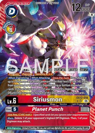 Siriusmon // Planet Punch Alternate Art EX12-018 SR Digital World Shambala Digimon card
