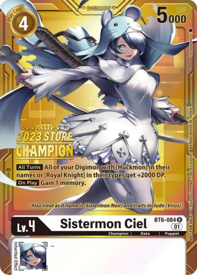 Sistermon Ciel 2023 Store Champion BT6-084 R Double Diamond Digimon card